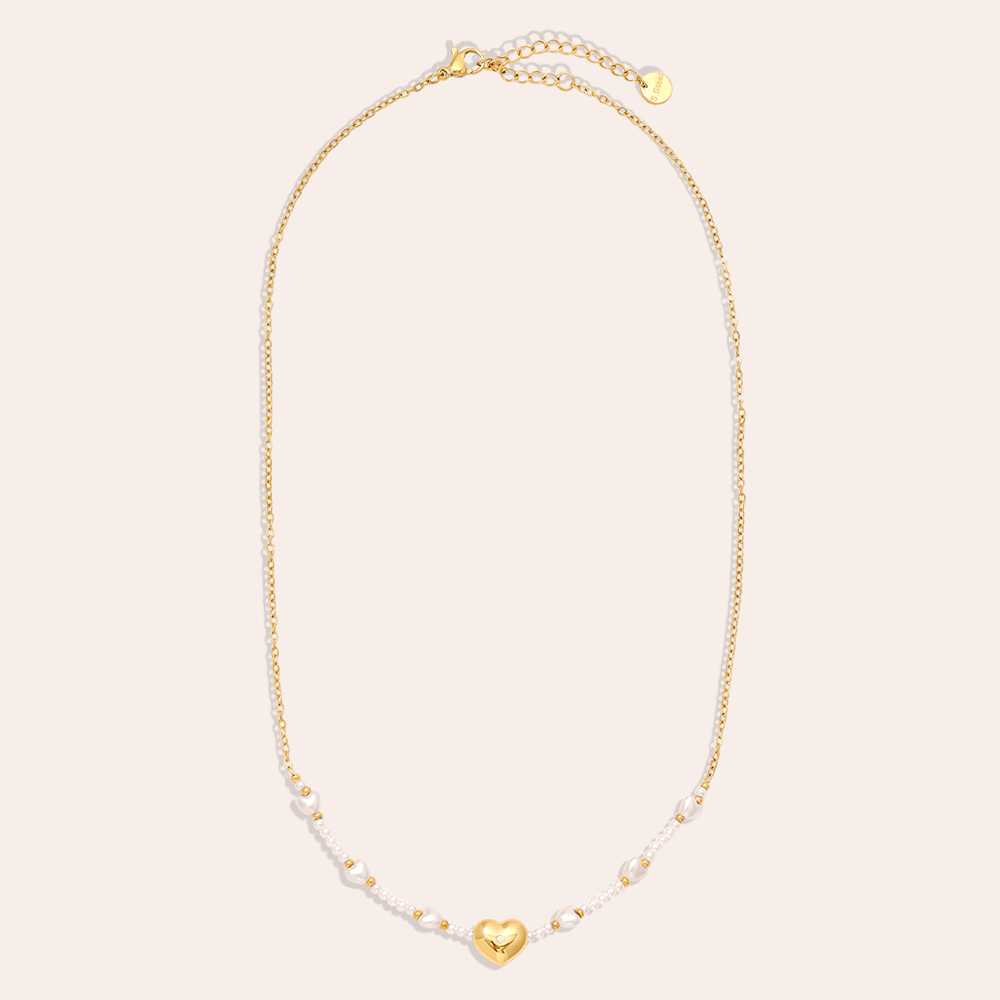 40cm Pearly And Hearts stainless steel necklace    