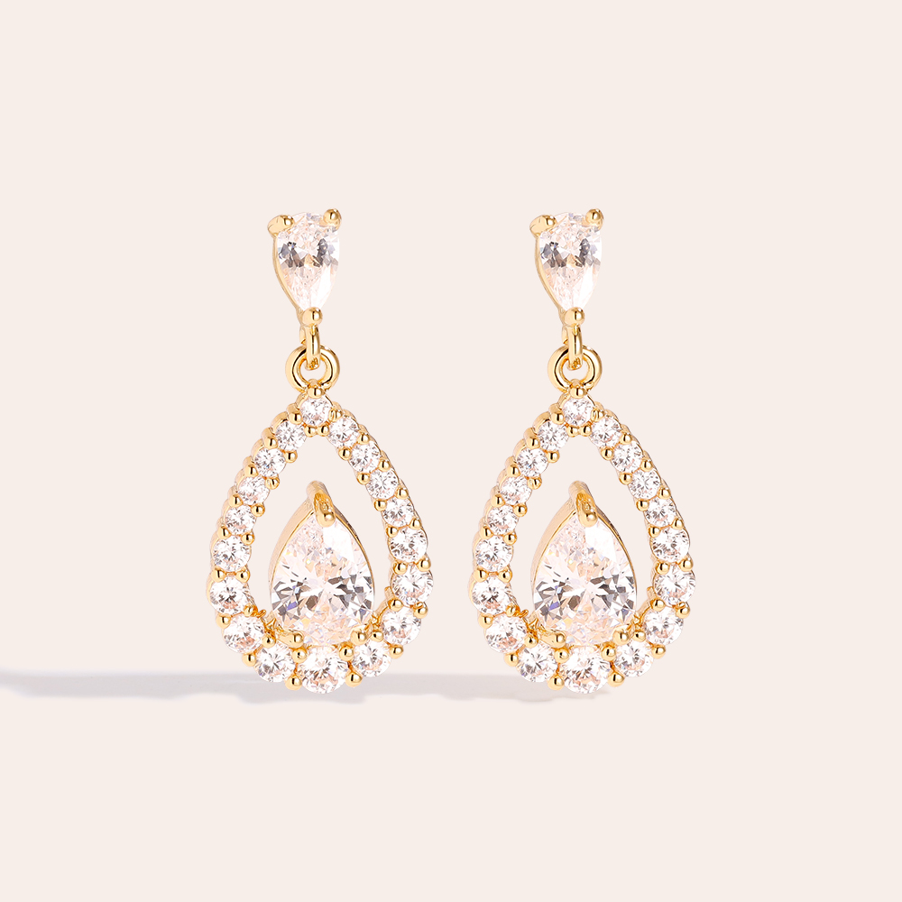 25mm Shining Diamond Gold-plated Earrings      