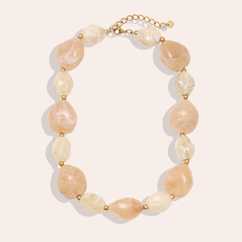 42cm resin stone stainless steel necklace     