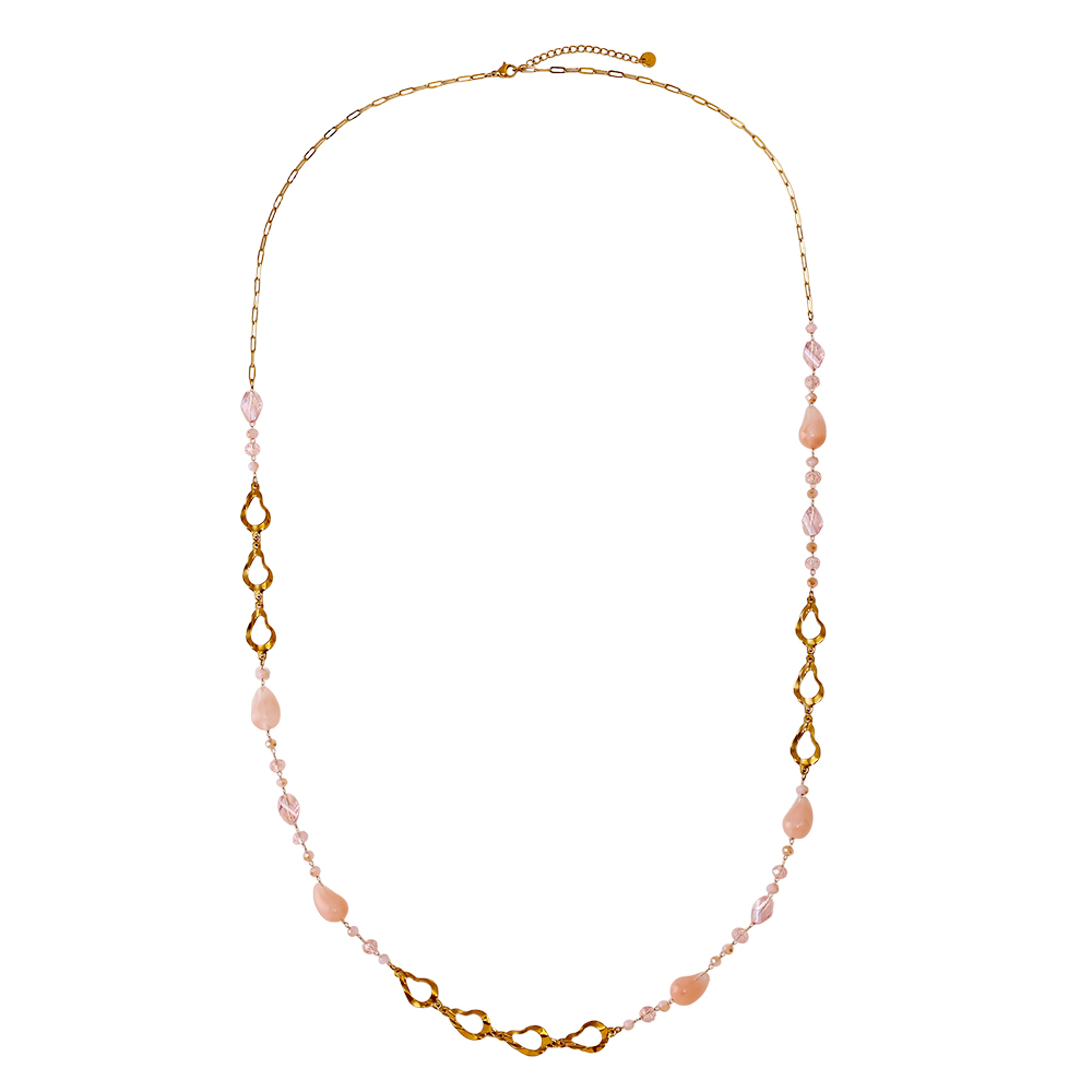 97cm resin drop and gold drop stainless steel necklace     