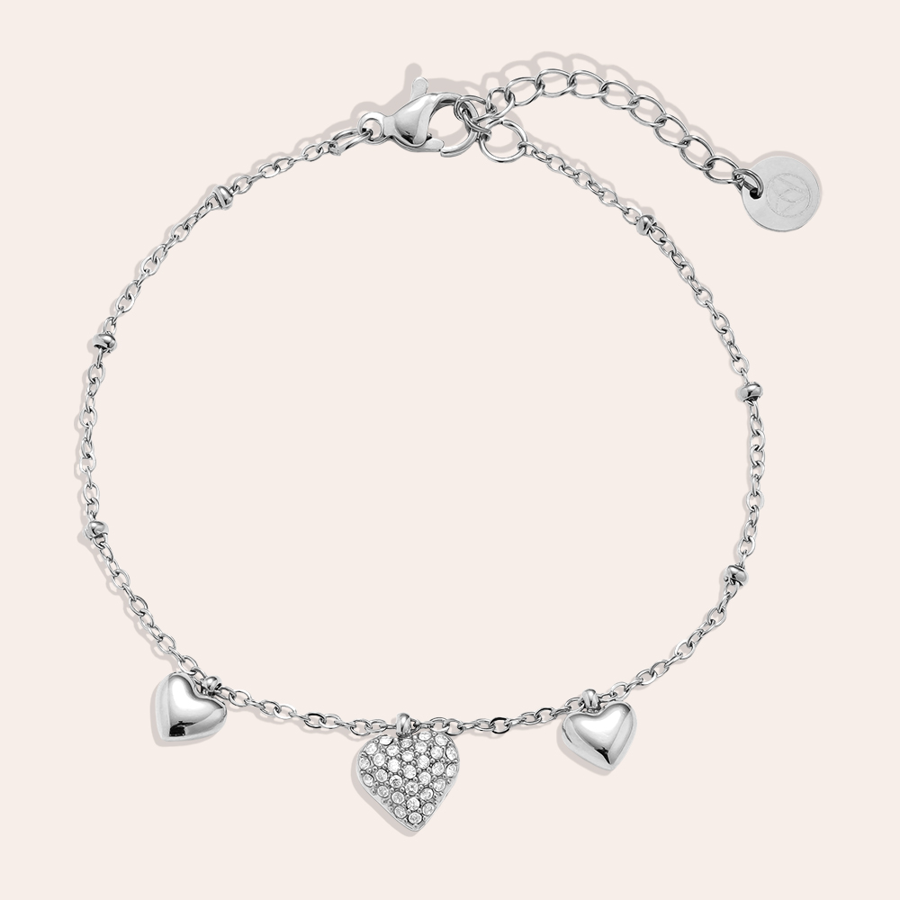 17cm Many Sweet Hearts stainless steel bracelet     