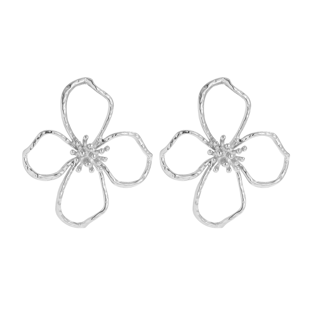 55*48mm large flower stainless steel earrings   
