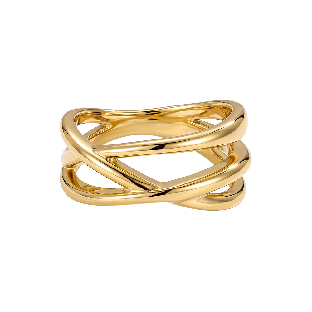 single crossed stainless steel ring    