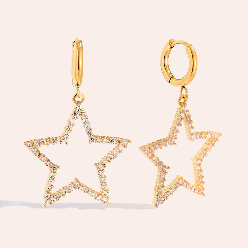 40mm Diamond Star stainless steel earrings
