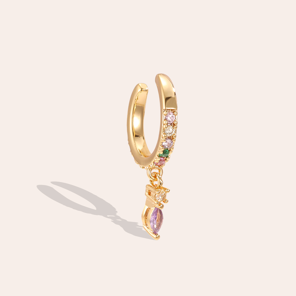 Gold-plated ear cuffs 14mm zirconia Small drop-shaped 