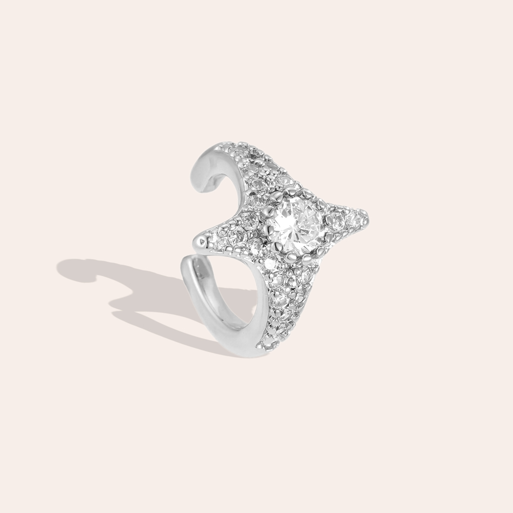Gold-plated ear cuffs 15mm star zirconia