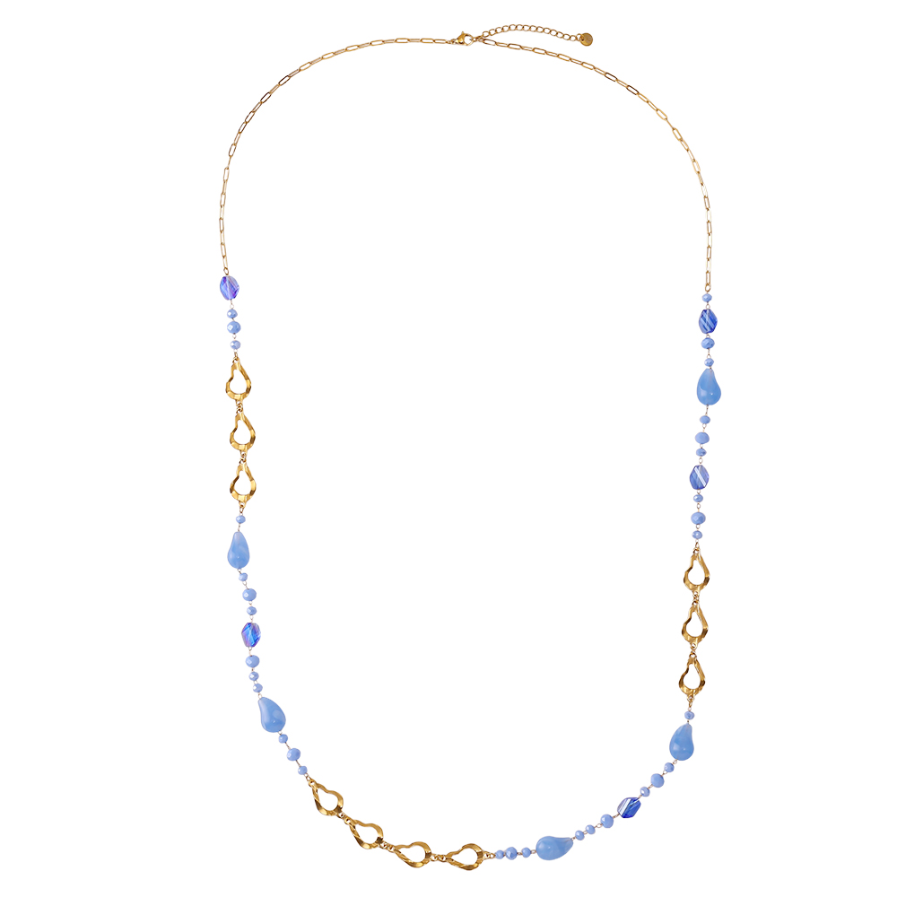 97cm resin drop and gold drop stainless steel necklace     