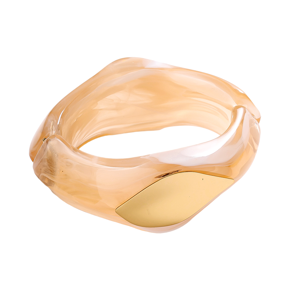 Irregular Chunky Resin Stainless Steel Bangle 