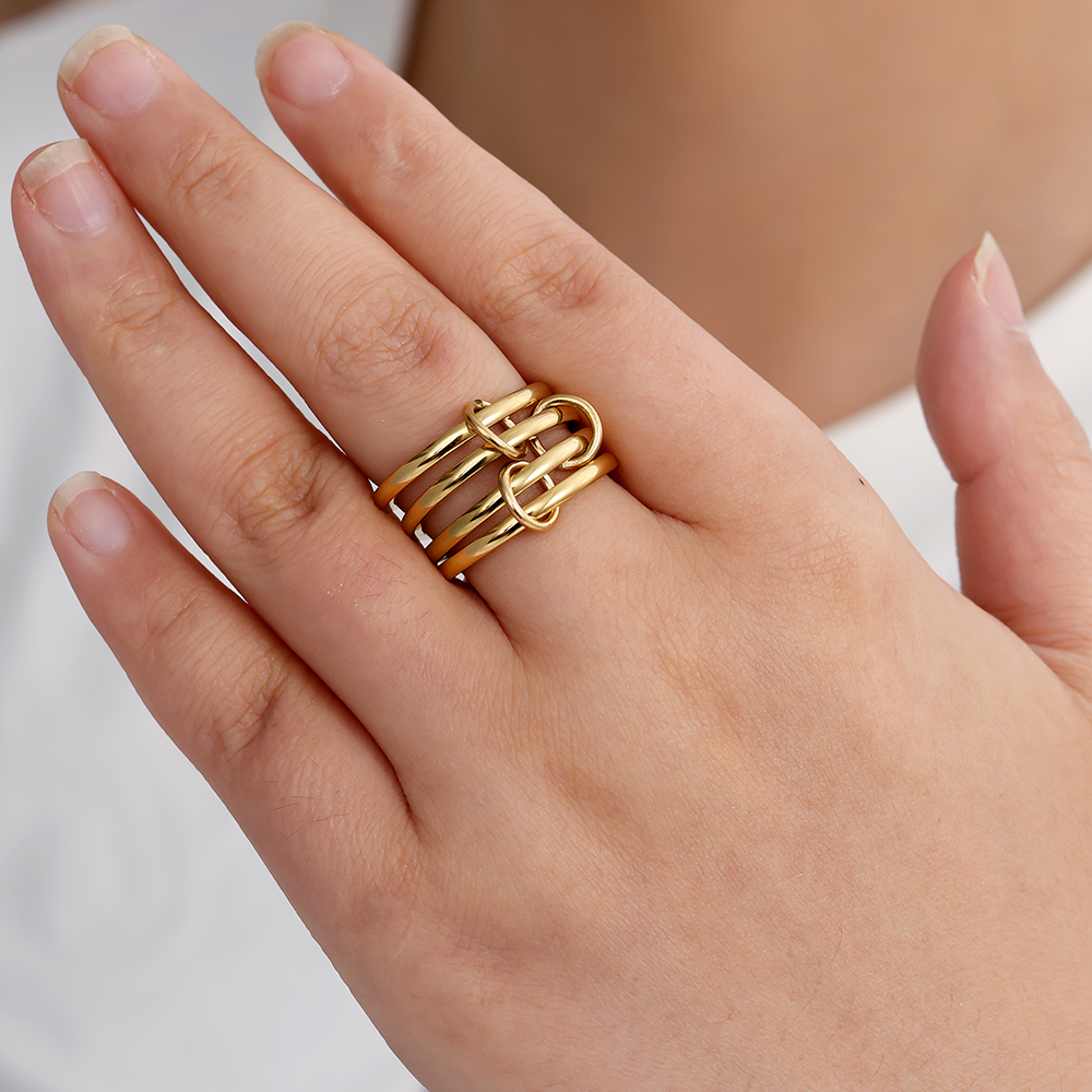 Simple Four Layer Ring Set Stainless Steel Ring    