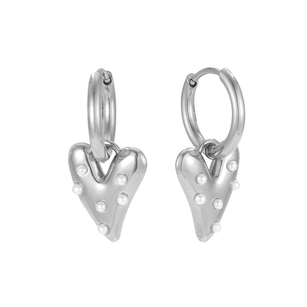 20mm polka dots beads heart stainless steel earrings 