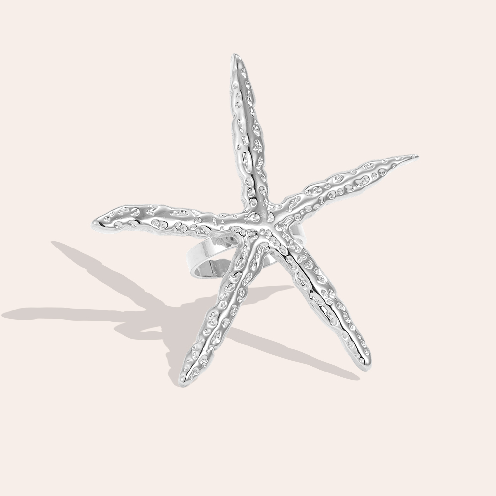 Stainless steel ring Adjustable large starfish