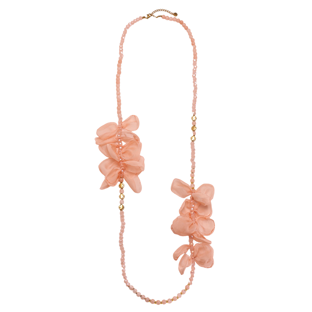 90cm crystal necklace with petals Stainless steel necklace        