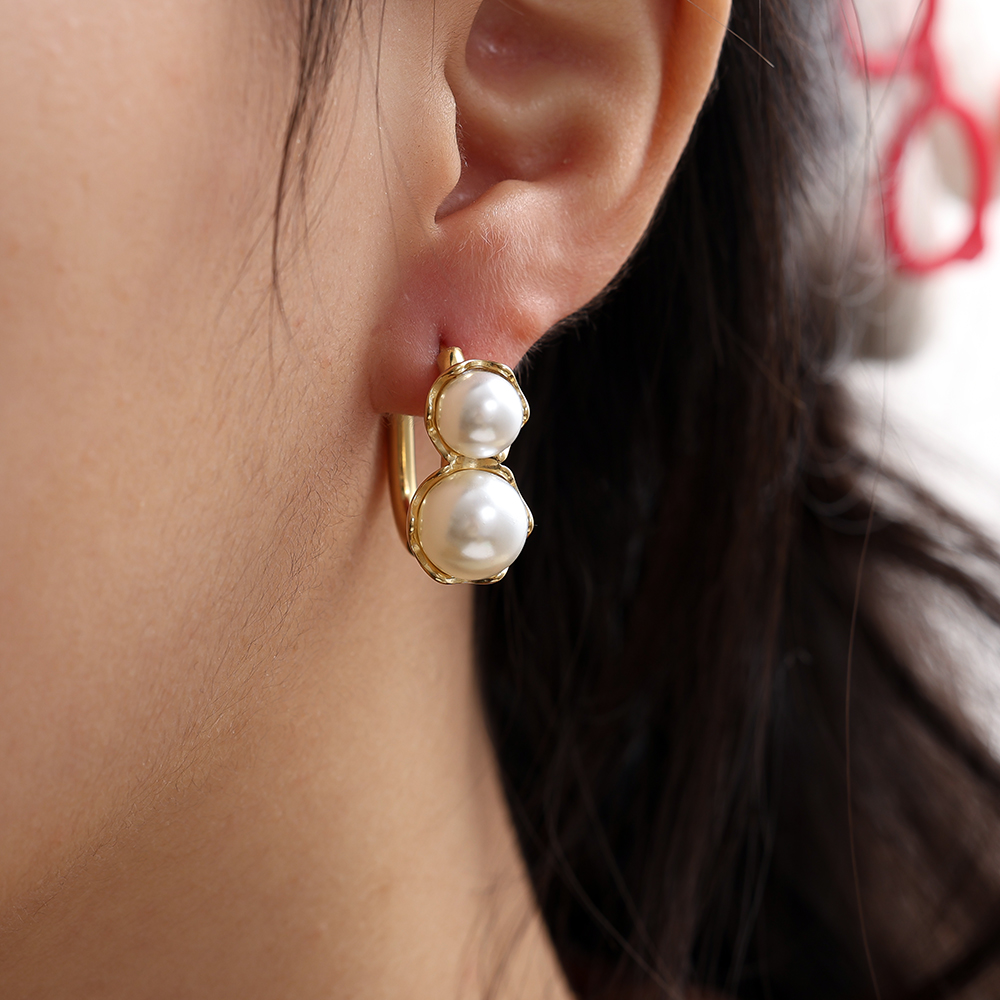 20mm double pearl stainless steel earrings