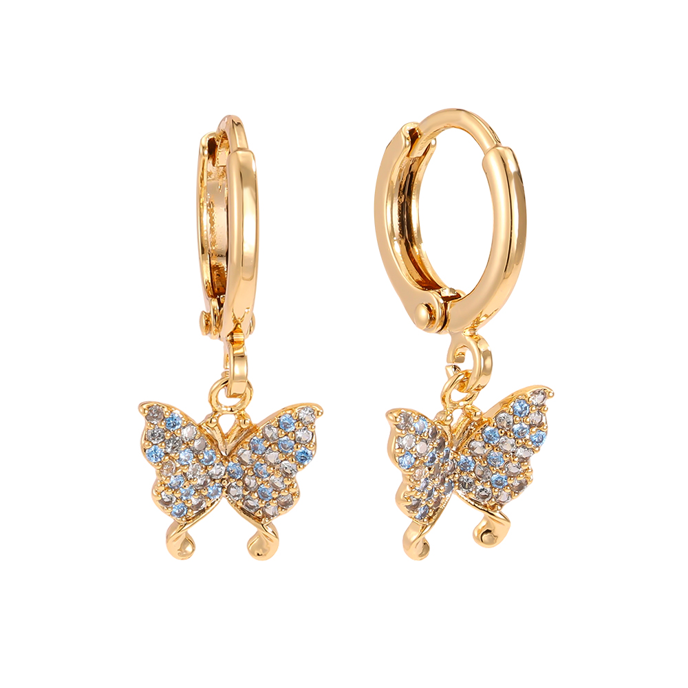 24mm zirconia butterfly gold-plated earrings     