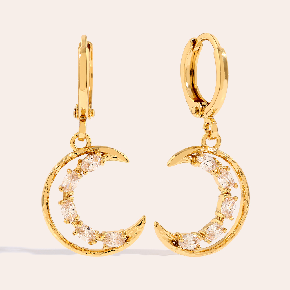 31mm Halfmoon Diamond Gold-plated Earrings