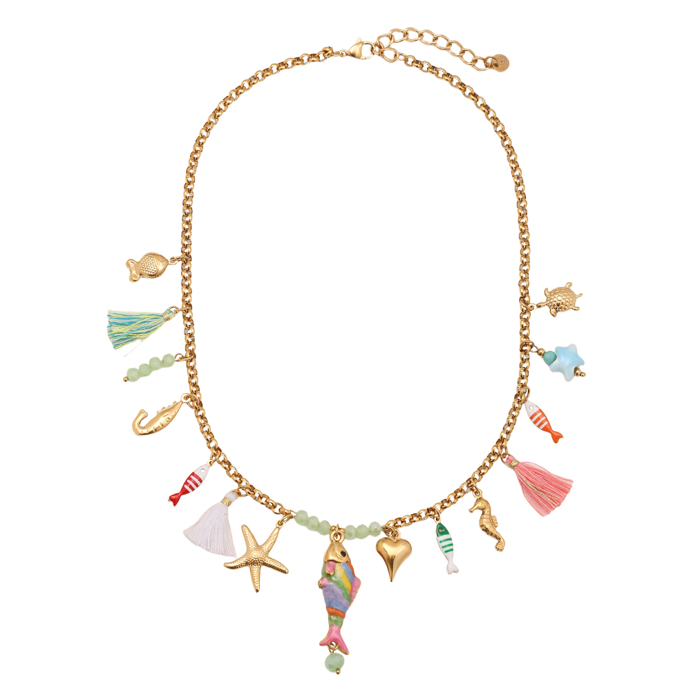 42cm holiday style and tassel stainless steel necklace   