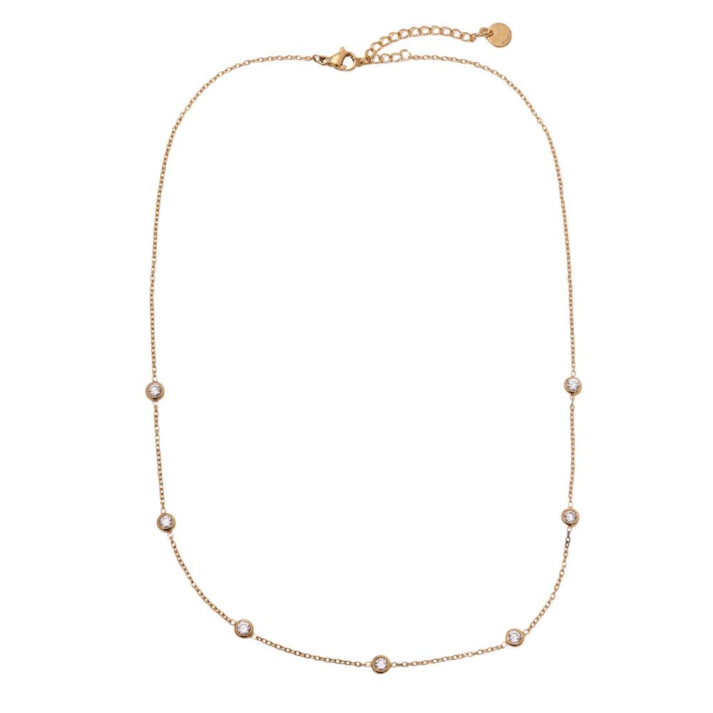 38cm Five Diamond Dots stainless steel necklace   