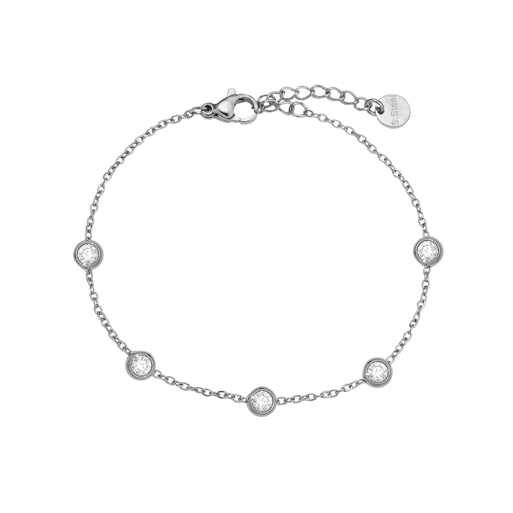 17cm Five Diamond Dots stainless steel bracelet       