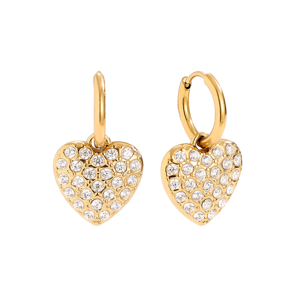 2.2cm Diamond Heart Stainless Steel Earrings  