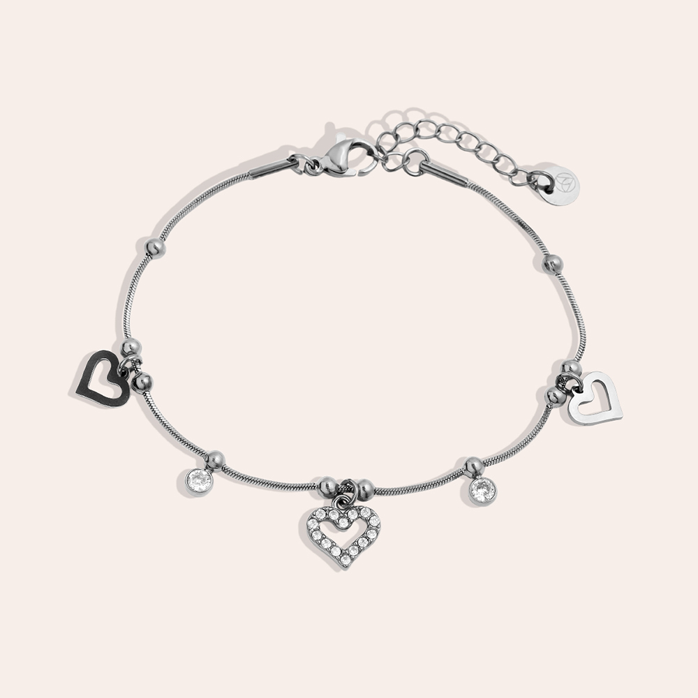 17cm Heart And Diamond Heart stainless steel bracelet    