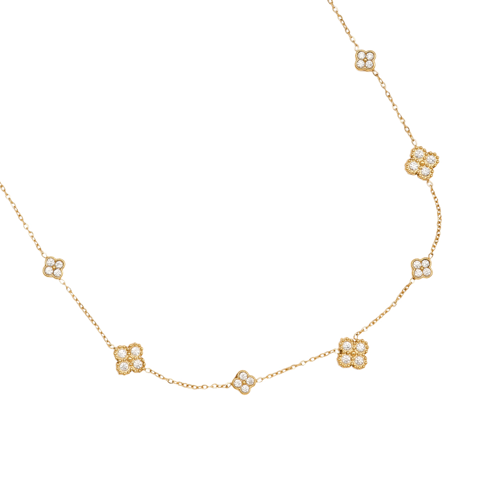 40cm Nice Lucky Flower stainless steel necklace     