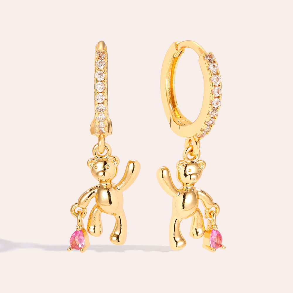 3cm Hello Bear gold-plated earrings    3cm Hello Bear gold-plated earrings