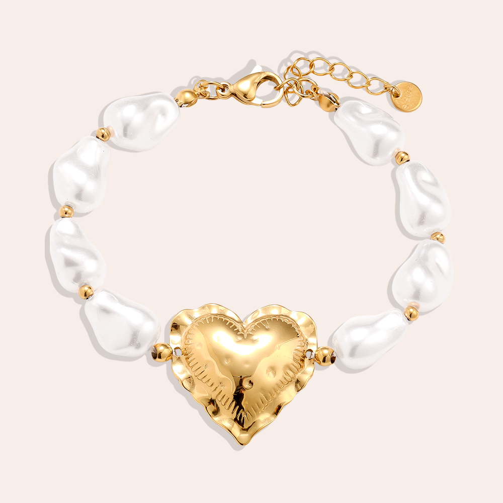 18cm Great Heart In Pearl Chain stainless steel bracelet      