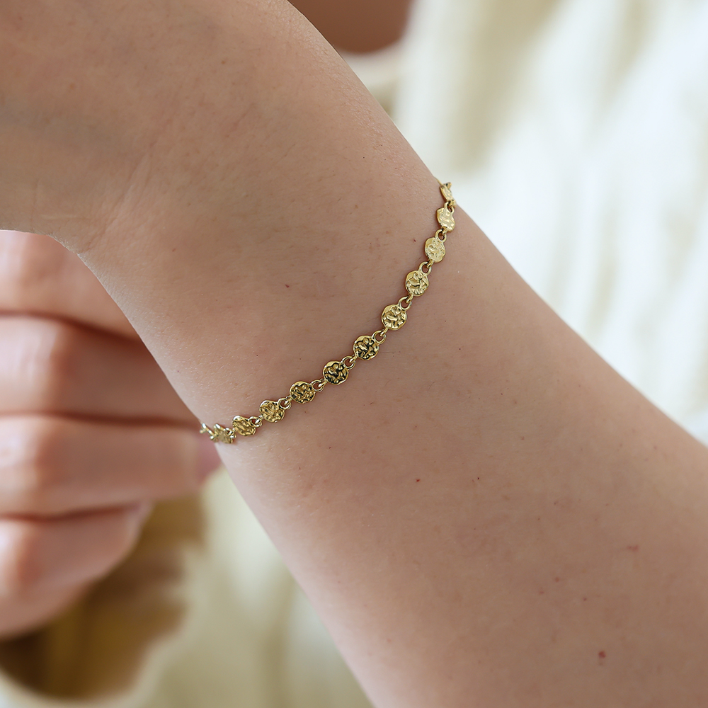 17cm irregular small disc stainless steel bracelet        