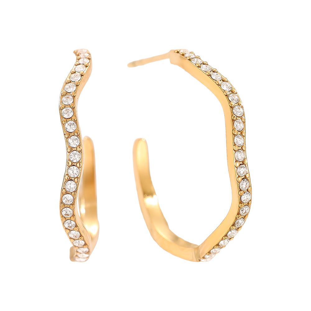 2.3cm Diamond Half Hoop Stainless Steel Earrings    