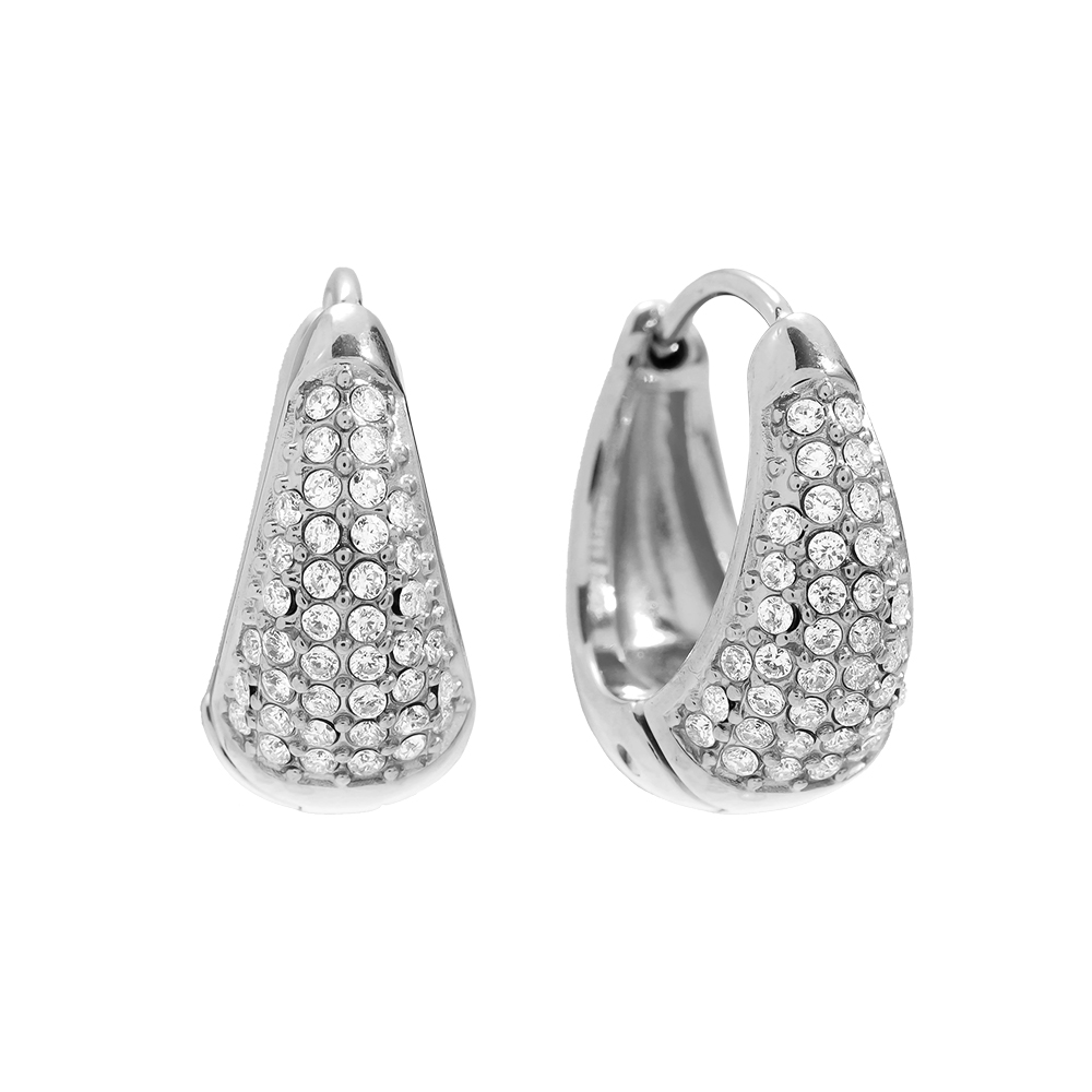 Stainless steel earrings 10mm Diamond Drop Hoop