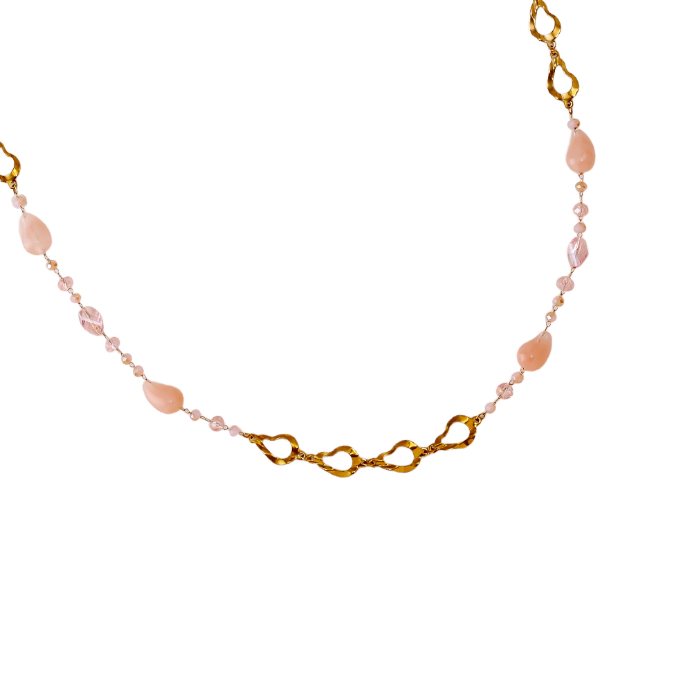 97cm resin drop and gold drop stainless steel necklace     