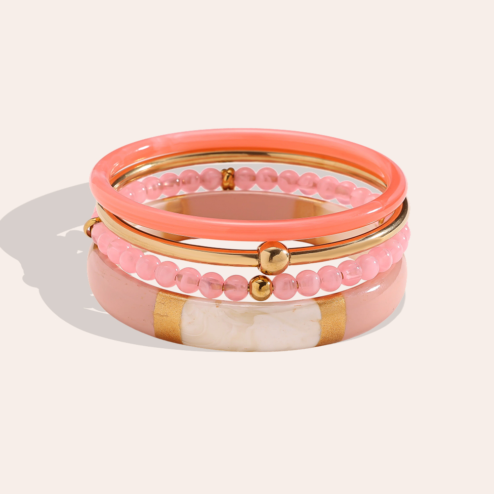 Stainless steel bangle set 6.5cm width 4 pieces acrylic  