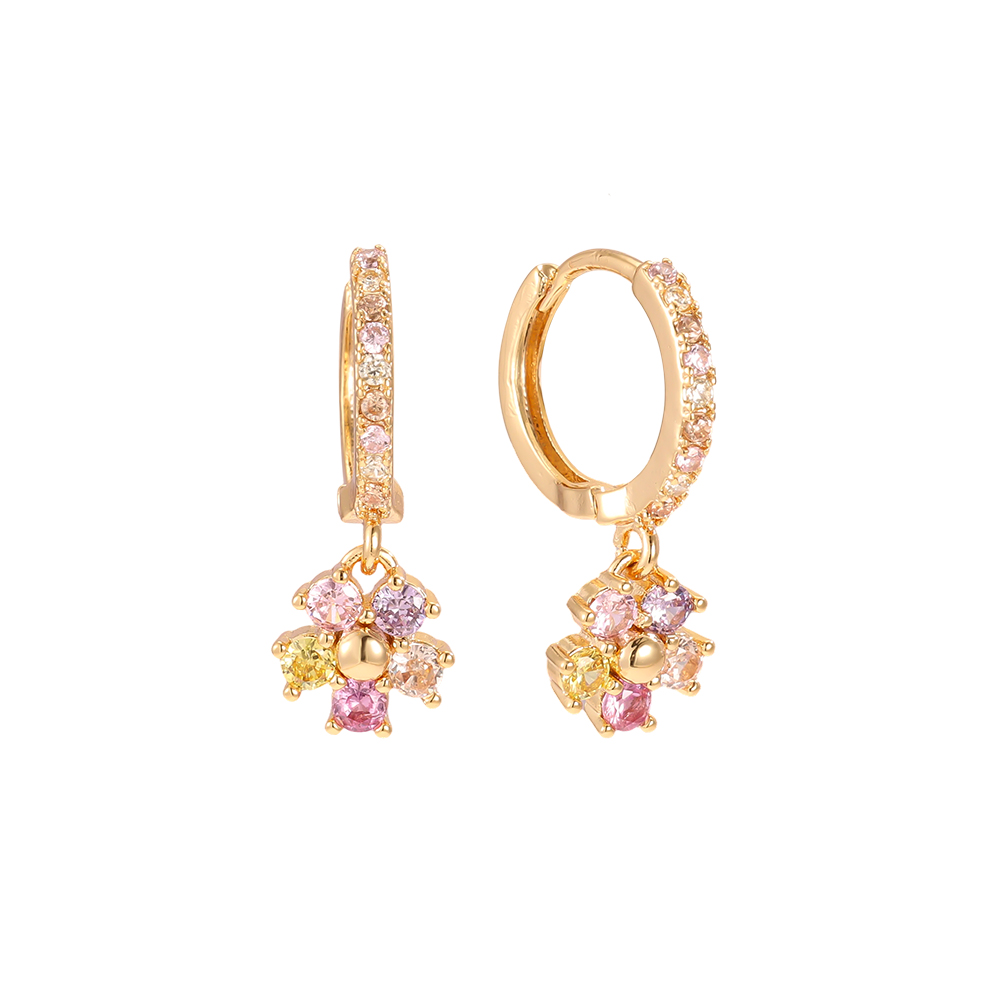 Gold-plated earrings 20mm zirconia flower    