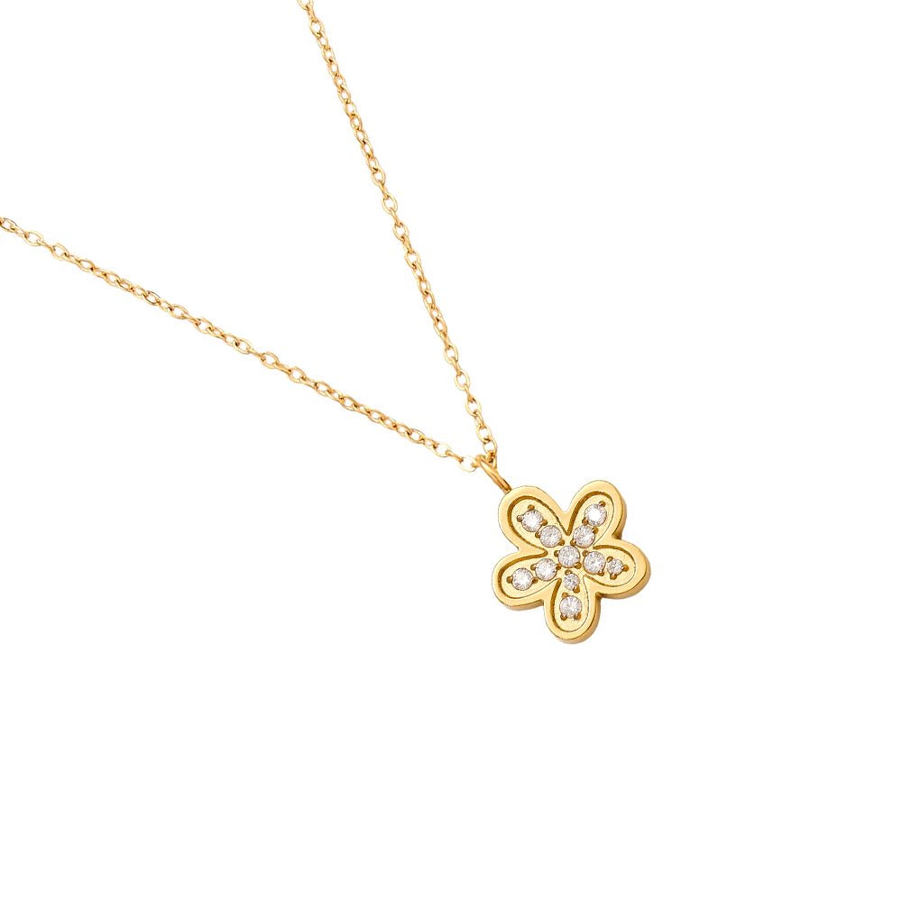 40cm Sweet Diamond Flower stainless steel necklace  