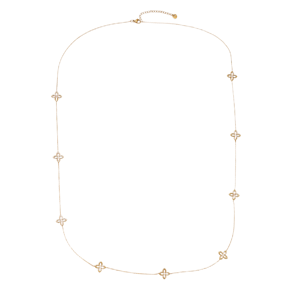 90cm Classic Lucky Flower stainless steel necklace    