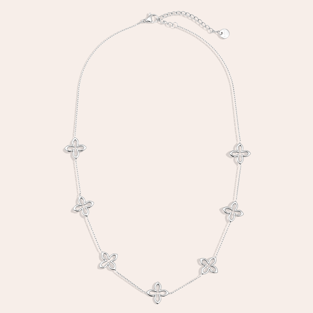 40cm Classic Lucky Flower stainless steel necklace    