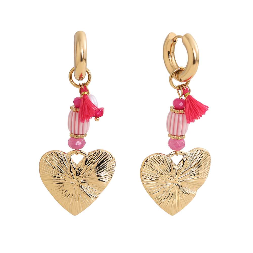 60*25mm ceramic heart stainless steel earrings 