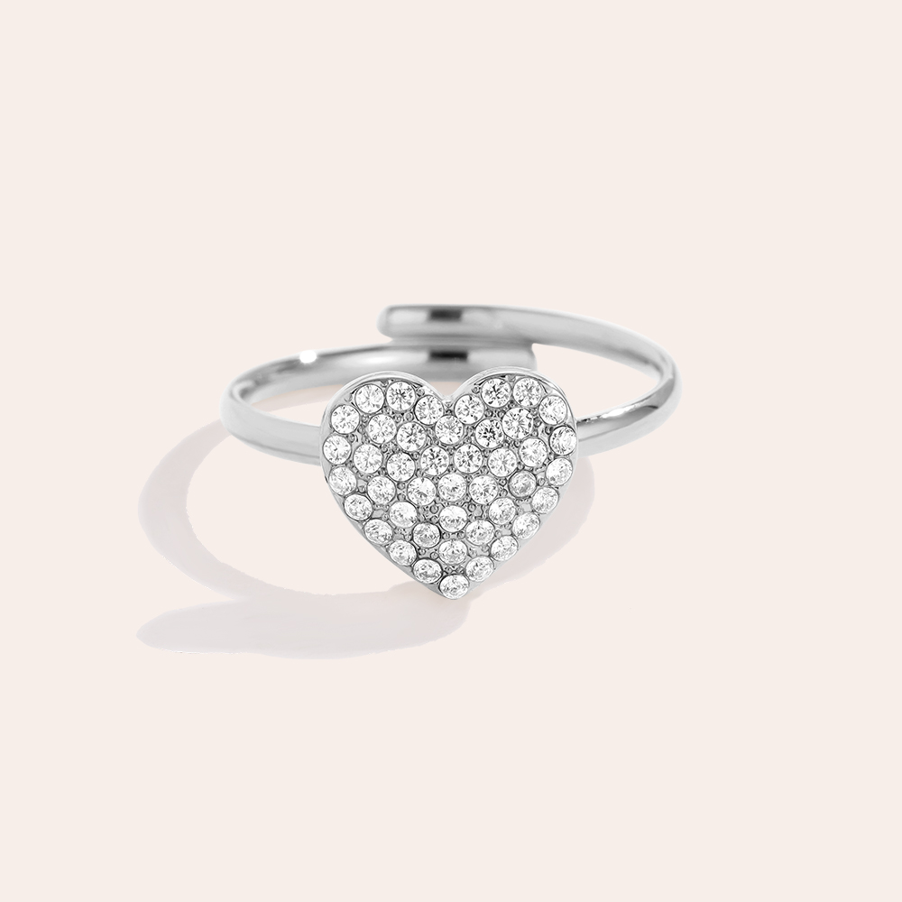 Sparkling Diamond Heart stainless steel ring     Sparkling Diamond Heart stainless steel ring
