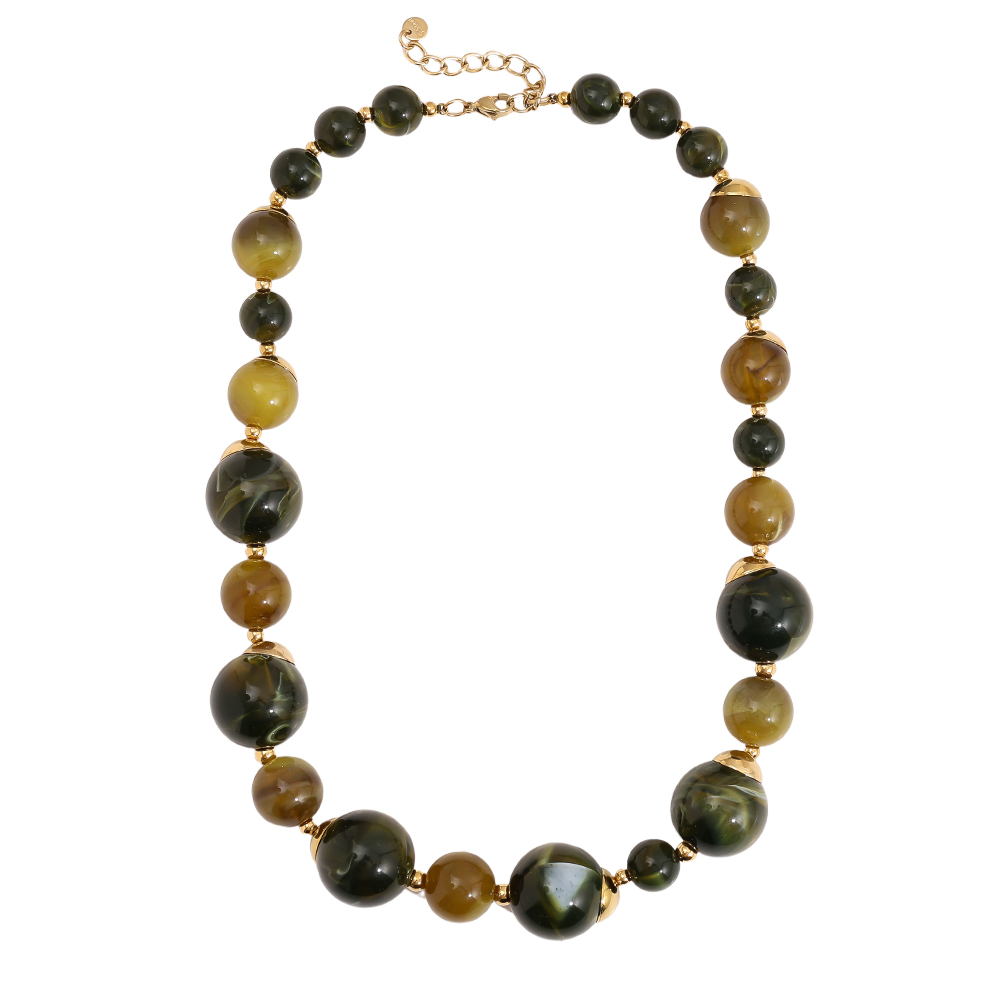 49cm Nice Resin Balls stainless steel necklaces  