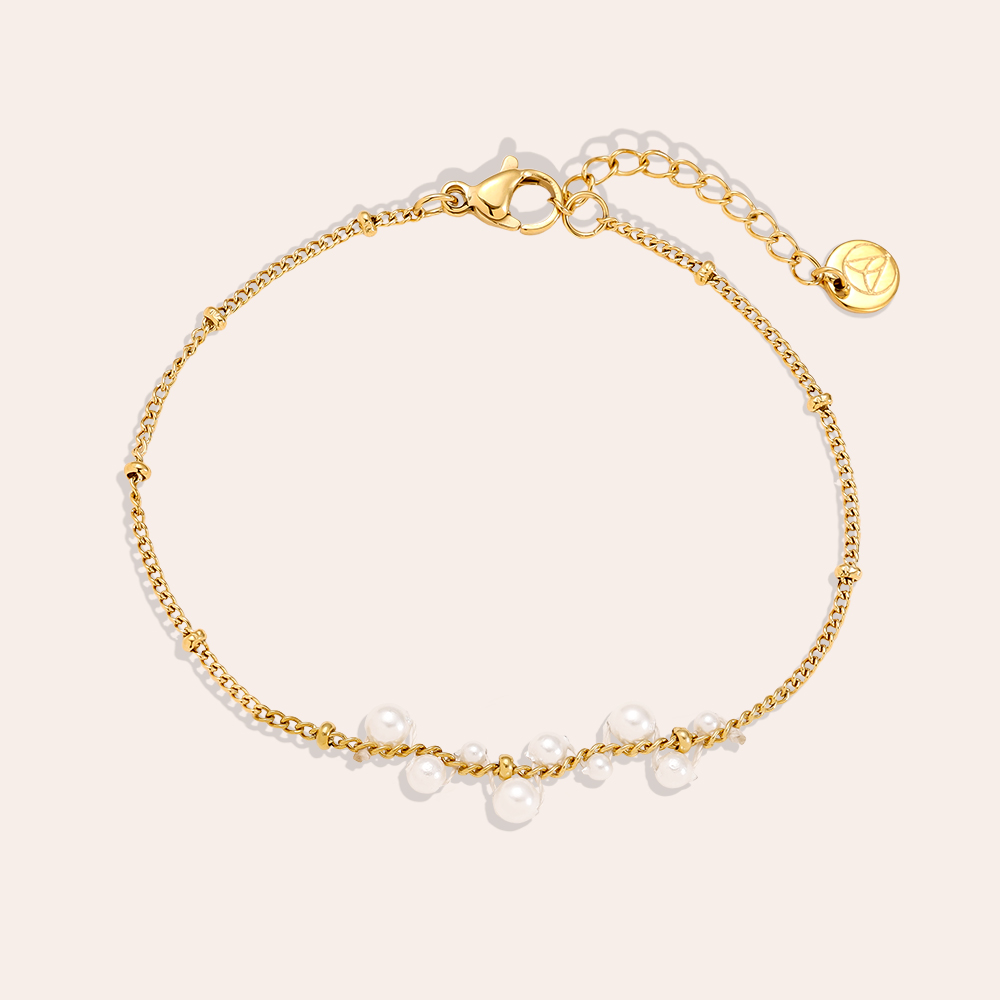 17cm Pearl Dots stainless steel bracelet   