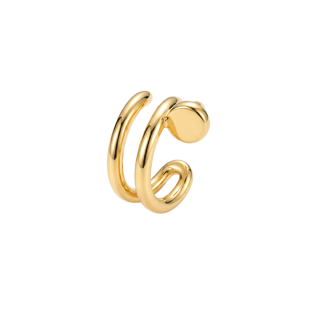 Gold-plated ear cuffs, 15mm nail shape