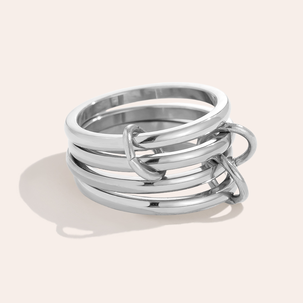 Simple Four Layer Ring Set Stainless Steel Ring    