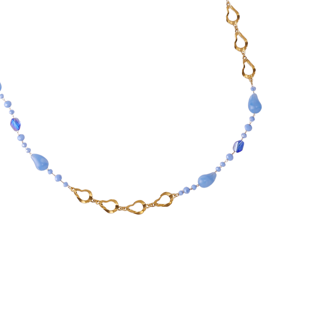 97cm resin drop and gold drop stainless steel necklace     