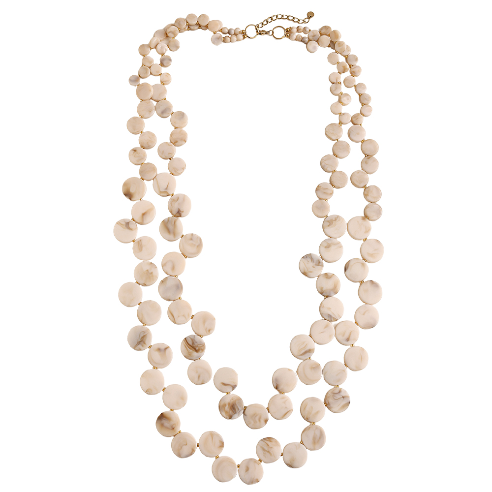 96cm double-layer acrylic disc chain stainless steel necklace    