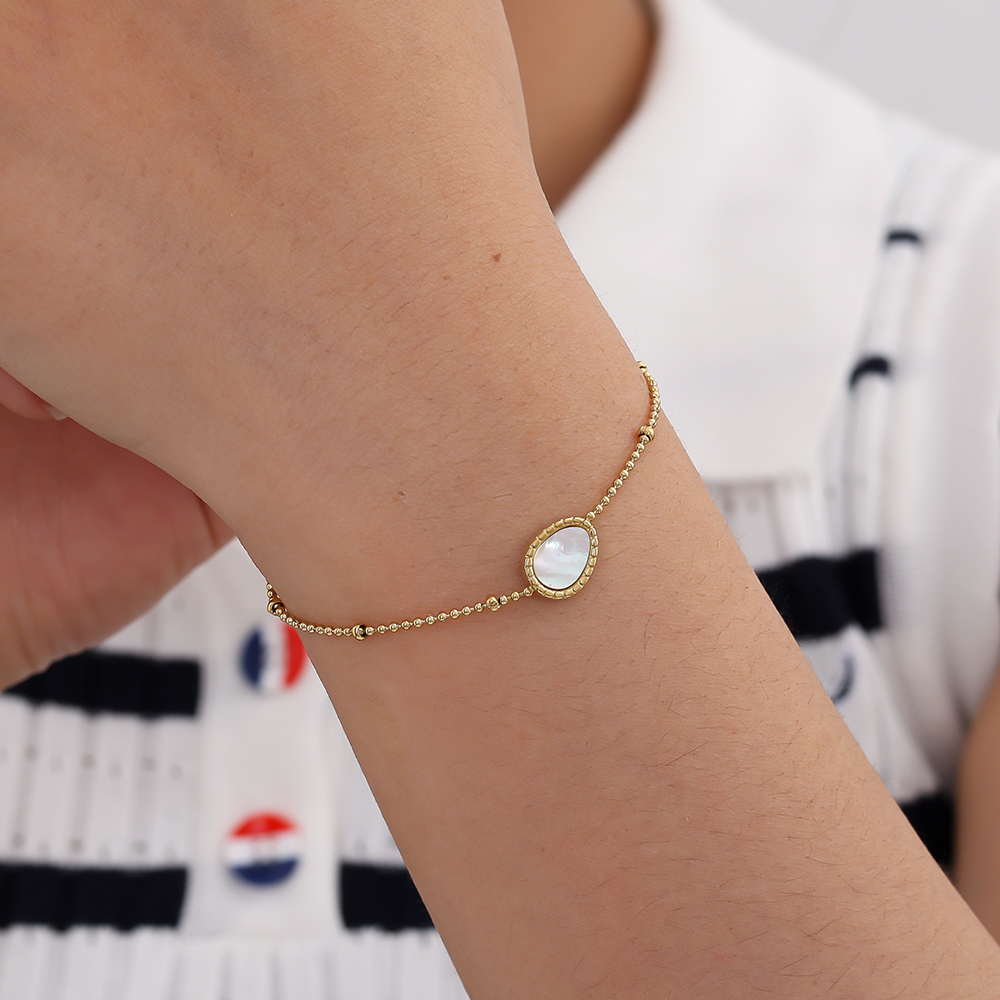 17cm Shell Oval Stainless Steel Bracelet       