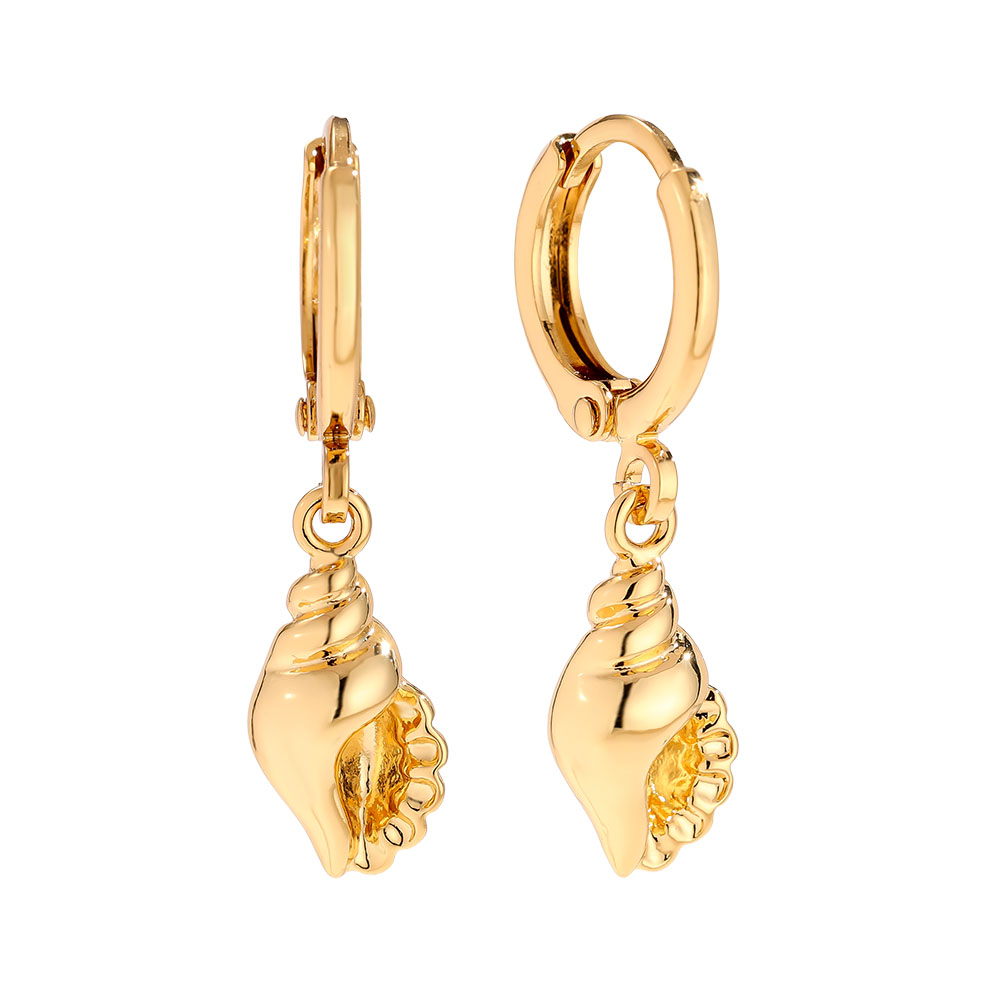 2.7cm Conch gold-plated earrings     