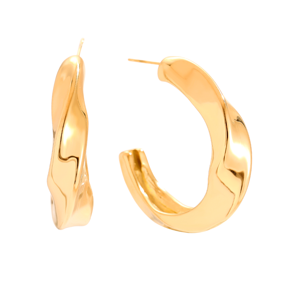 35mm Classic Twist Half Hoop Stainless Steel Earrings        