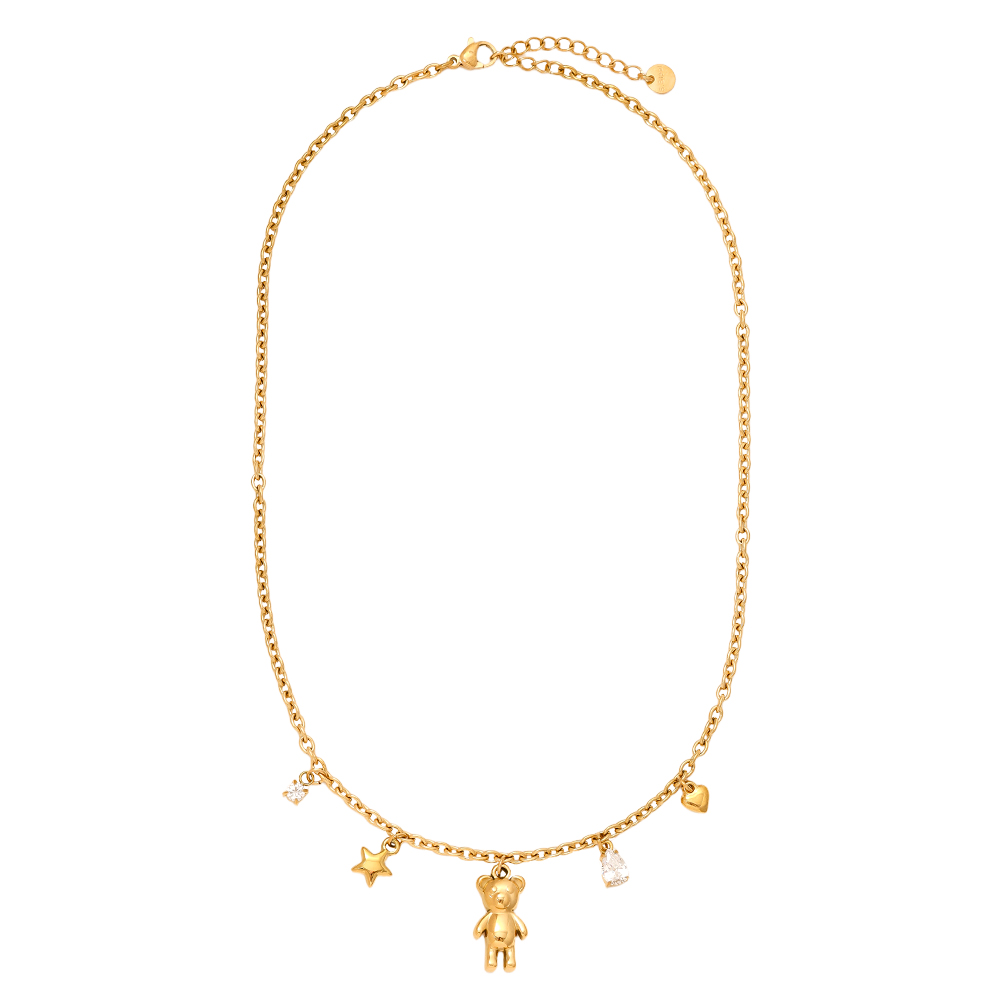 40cm Sweet Bear And Charms stainless steel necklace     
