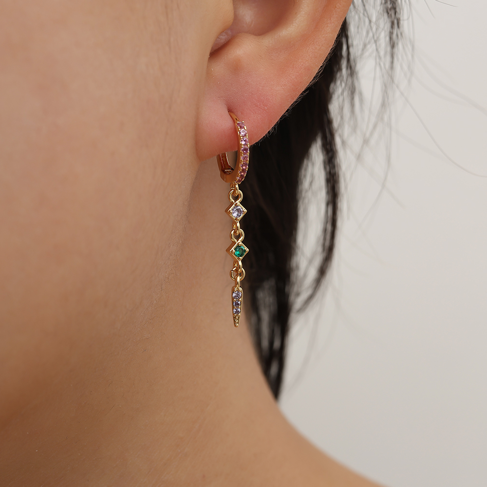 3.5cm Various Diamond Shape Gold-plated Earrings        