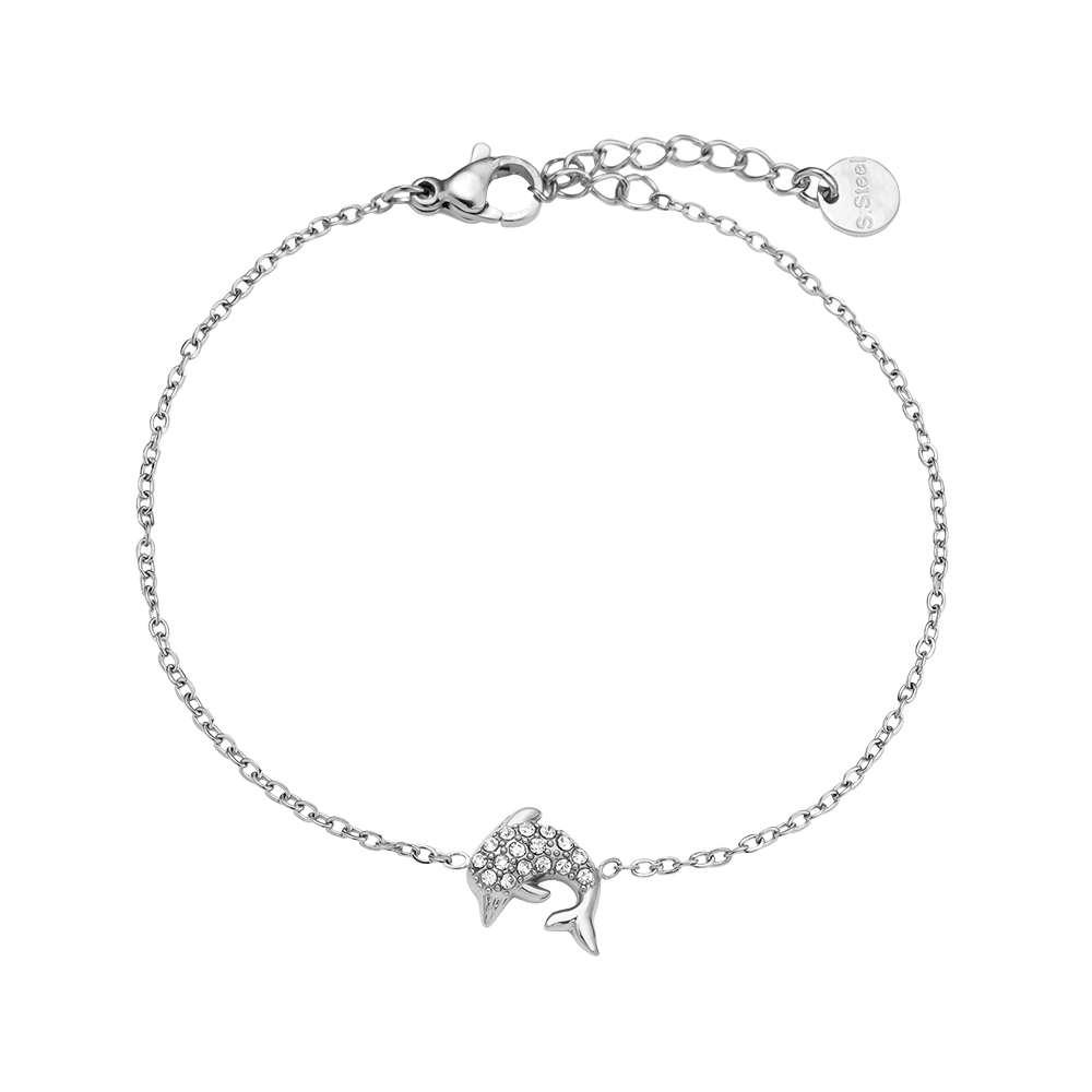 17cm Diamond Dolphin stainless steel bracelet    